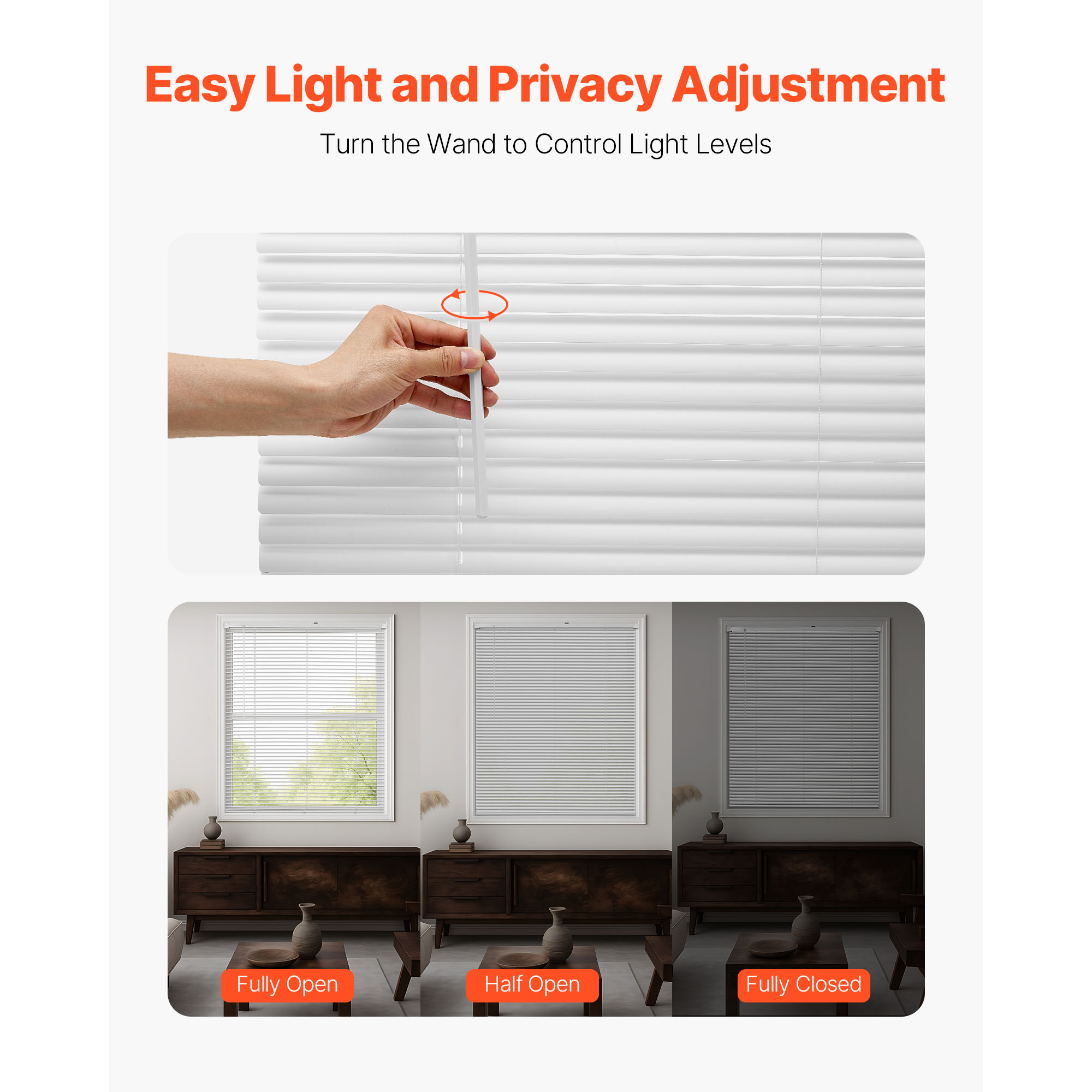 Mini Blinds 35" W X 48" H 1" Slat Cordless Horizontal Light Filtering Mini Blind_voghion.com